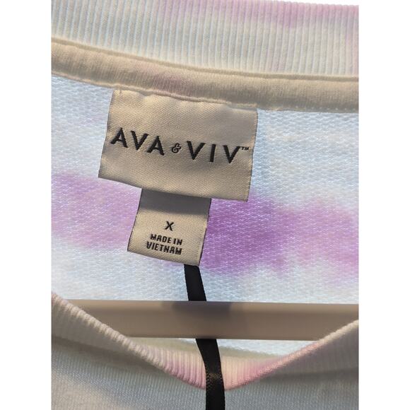 Ava & Viv Fleece Sweatshirt X Plus Pink Crew Drop Shoulders Relaxed Lounge Top - Picture 4 of 8